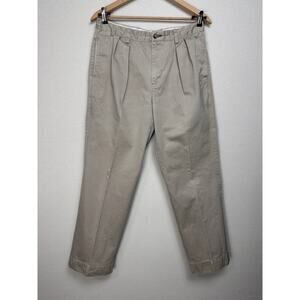 Orvis Pants Mens 32x31 Beige Khaki Chino Pleated Casual Straight Leg Preppy
